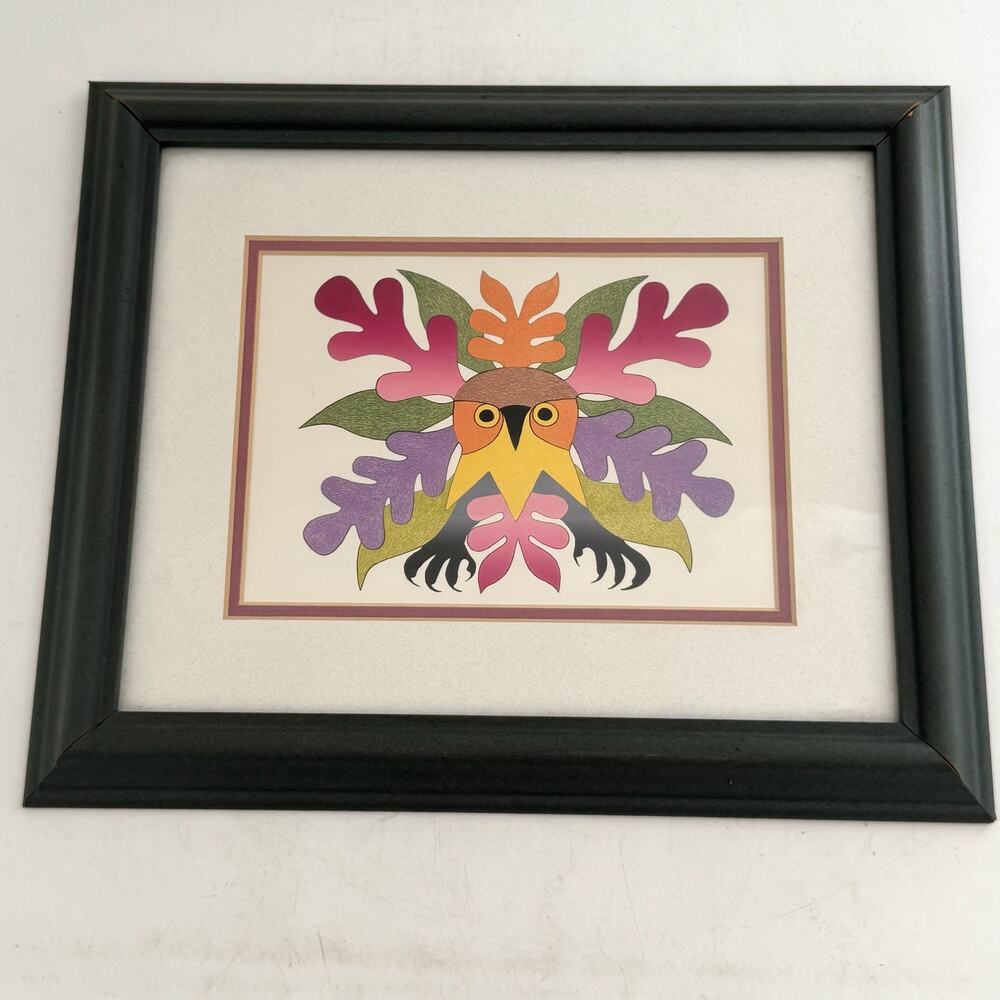SUMMER OWL Framed Lithograph Print by Kenojuak Ashevak & Pitseolak Niviaqsi